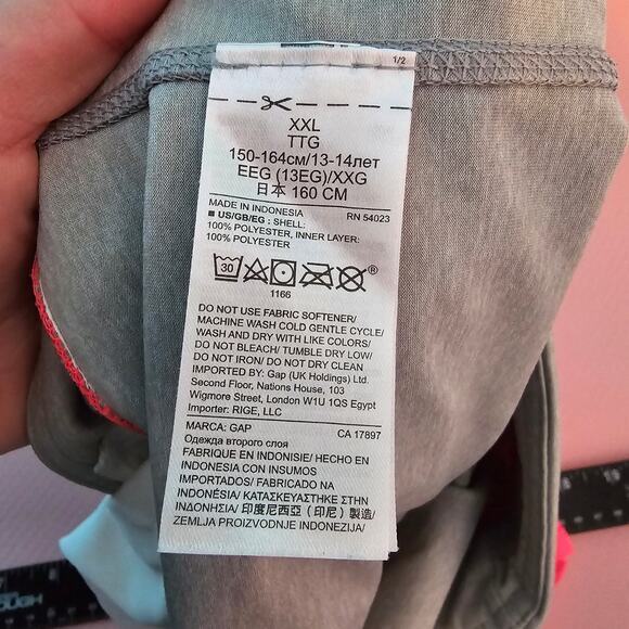 Gap Girls Active Perforated Eyelet Layer Built-In Biker Shorts Bright Pink Gray - Picture 8 of 8